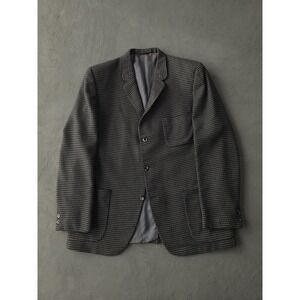 Vintage 1960s Varsity Town Black Grey Cashmere Houndstooth Blazer Jacket 44